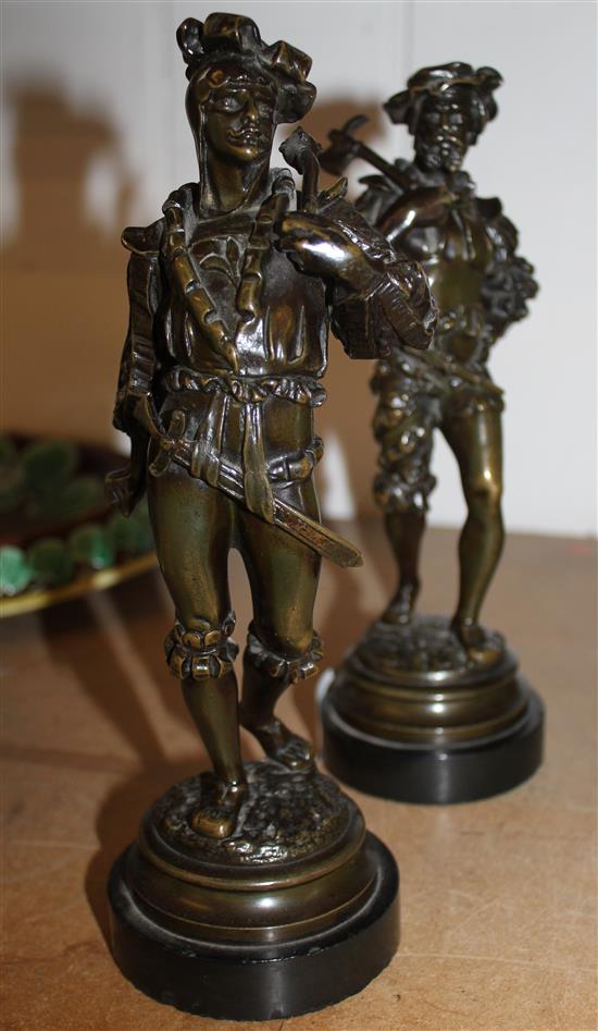 Pair French bronze figures